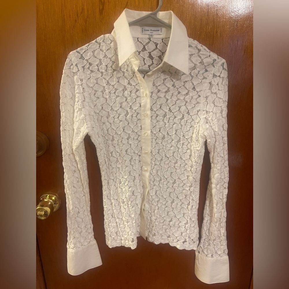 Anne Fontaine cream lace blouse